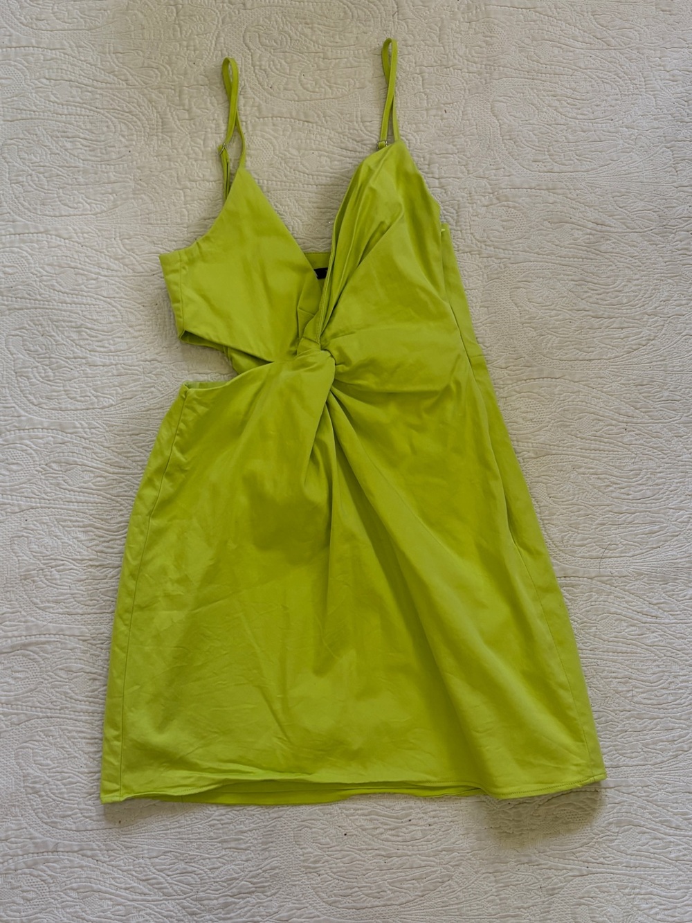 Women’s Zara Lime Green Twist-Front Spaghetti Strap Dress - size small